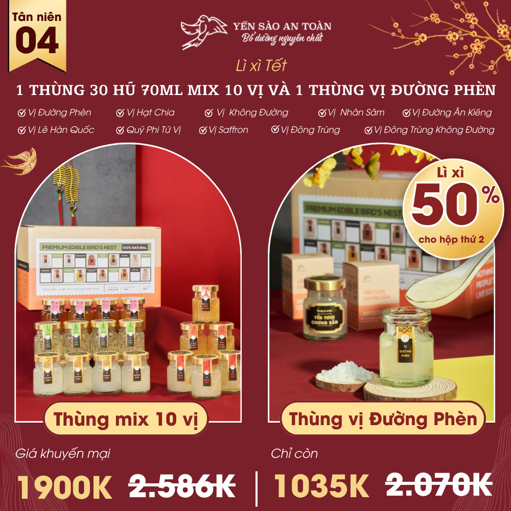 TÂN NIÊN 4 - Combo 2 Thùng 30 hũ 70ml Mix vị và 1 vị Truyền Thống