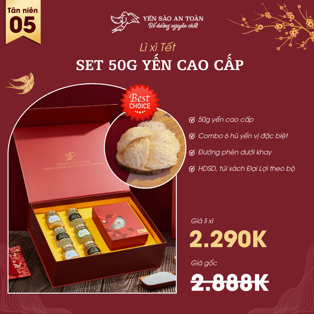 TÂN NIÊN 5 - 50gr yến Cao Cấp và 6 hũ yến vị Đặc Biệt