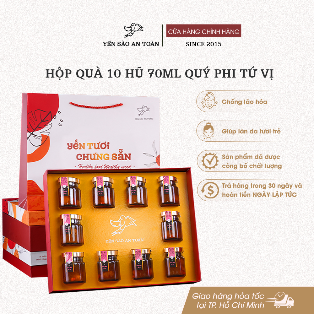 Hộp quà 10 hũ 70ml vị Quý Phi Tứ Vị - Đỏ Đại Cát