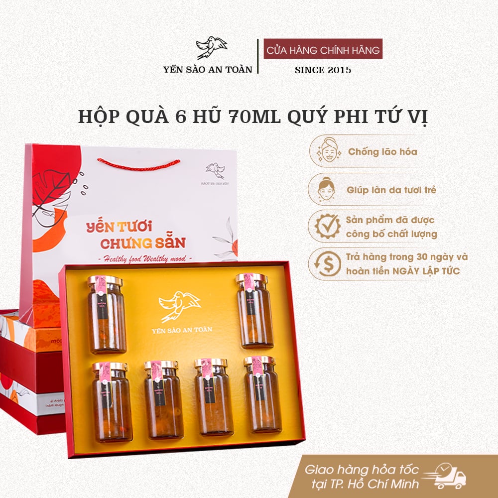 Hộp quà 6 hũ 140ml vị Quý Phi Tứ Vị - Đỏ Đại Cát