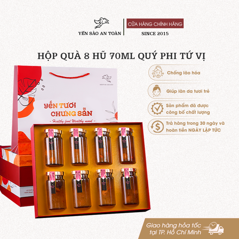 Hộp quà 8 hũ 140ml vị Quý Phi Tứ Vị - Đỏ Đại Cát