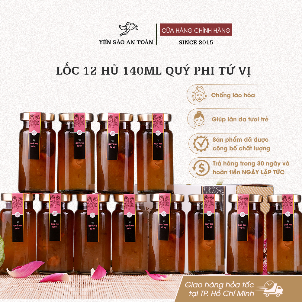 Lốc 12 hũ 140ml vị Quý Phi Tứ Vị