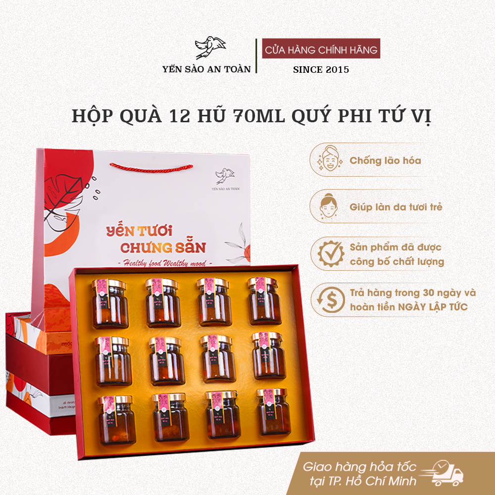 Hộp quà 12 hũ 70ml vị Quý Phi Tứ Vị - Đỏ Đại Cát