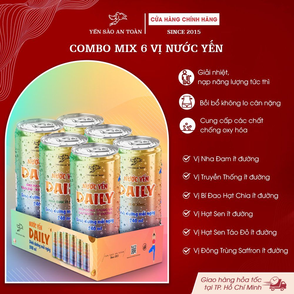 Yến nước lon 240ml - dinh dưỡng mỗi ngày