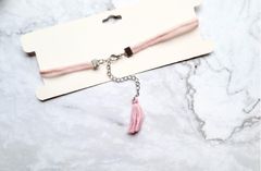 Choker Trơn Dây Cài Đính Tua Rua - Đen