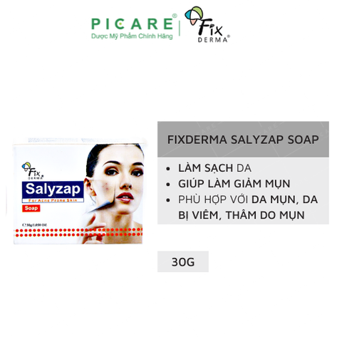 Xà Phòng Giúp Giảm Thâm Mụn, Làm Sạch Da Fixderma Salyzap Soap 30g