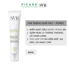 Kem Dưỡng Giảm Mụn Thông Thoáng Lỗ Chân Lông SVR Sebiaclear Mat + Pores 40ml