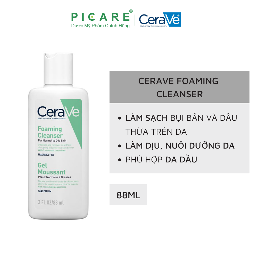 Sữa Rửa Mặt Dành Cho Da Dầu CeraVe Foaming Cleanser 88ml