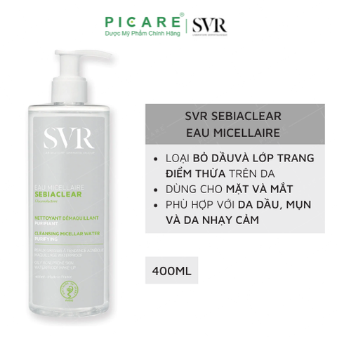 Nước Tẩy Trang SVR Làm Sạch Và Loại Bỏ Dầu Trên Da Sebiaclear Eau Micellaire 400ml