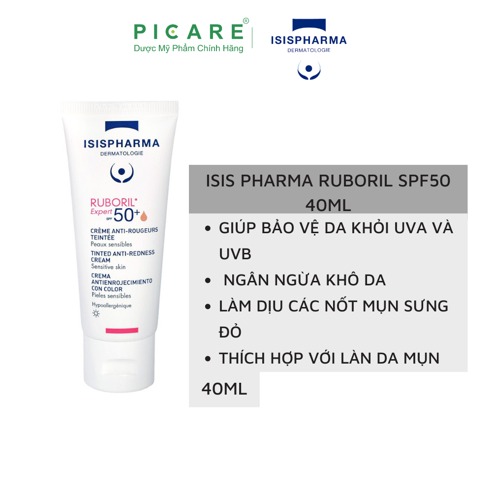 Kem Chống Nắng Dành Cho Da Mụn Trứng Cá  Nhạy Cảm Isis Pharma Ruboril SPF50 40ML