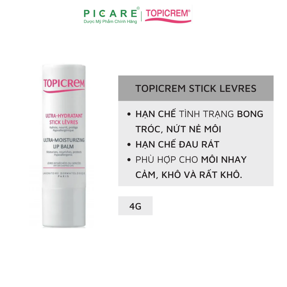 Son Dưỡng Ẩm Và Nuôi Dưỡng Dành Cho Môi Khô Hay Nứt Nẻ Topicrem Ultra-Moisturizing Lip Blam 4g