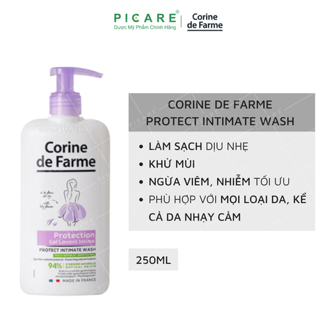 Gel Làm Sạch Và Khử Mùi Vùng Kín Corine De Farme Intimate Gel Protect 250ml