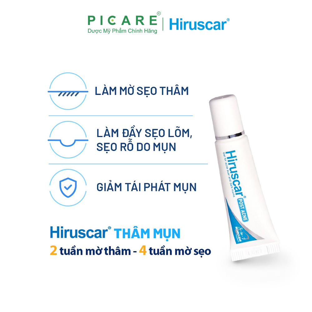 Gel Làm Mờ Sẹo Lõm Và Thâm Mụn Hiruscar Post Acne Gel 10g