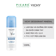 Xịt Khử Mùi Giàu Khoáng Giúp Vùng Da Dưới Cánh Tay Khô Thoáng Vichy Déodorant Mineral 125ml