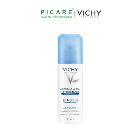 Xịt Khử Mùi Giàu Khoáng Giúp Vùng Da Dưới Cánh Tay Khô Thoáng Vichy Déodorant Mineral 125ml