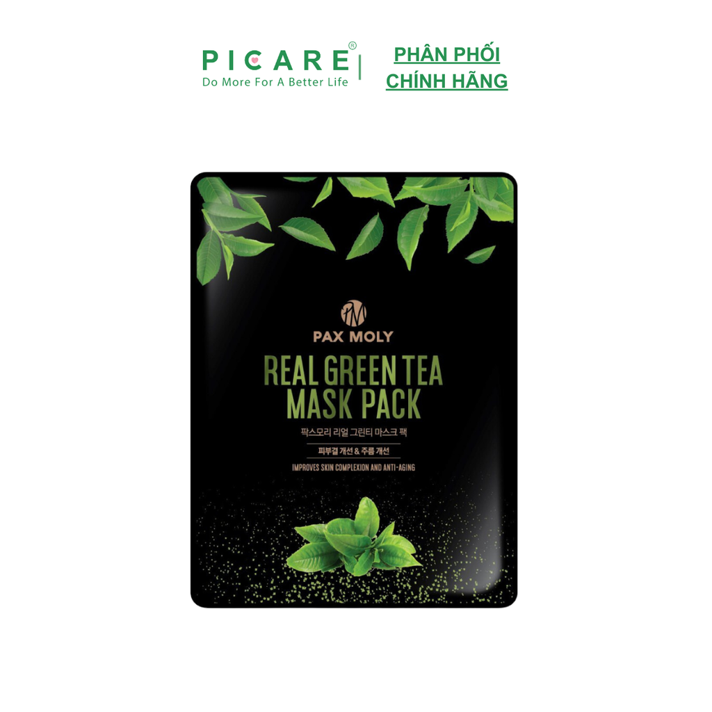 Mặt nạ trà xanh dành cho da thâm mụn PAX MOLY Real Green Tea Mask Pack (25ml)