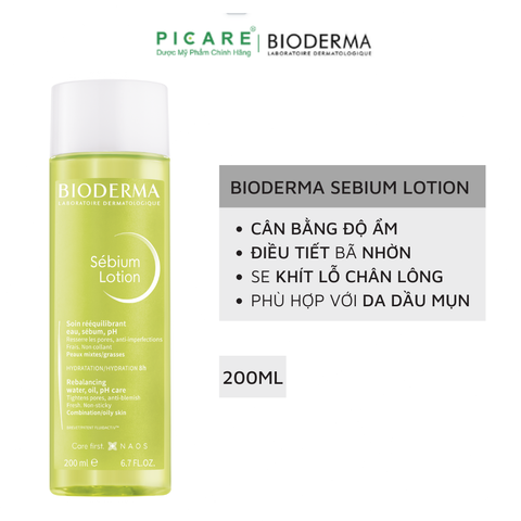 Nước Dưỡng Da Và Giúp Cân Bằng PH Của Da Dành Cho Da Hỗn Hợp Đến Da Dầu Bioderma Sebium Lotion 200ML