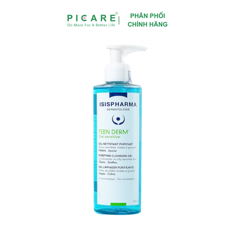 Gel Rửa Mặt Dành Cho Da Mụn Nhạy Cảm Isis Pharma Teenderm Sensitive Gel 250ml
