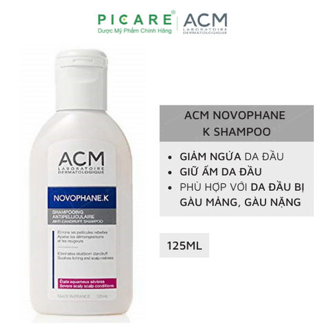 Dầu Gội Giảm Gàu Mảng Và Giảm Ngứa Da Đầu ACM Novophane K Shampoo 125ml