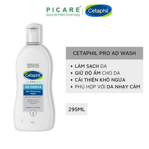 Sữa Tắm Làm Sạch Da Dịu Nhẹ Cho Da Khô, Da Cơ Địa Cetaphil Pro AD Derma Wash 295ml