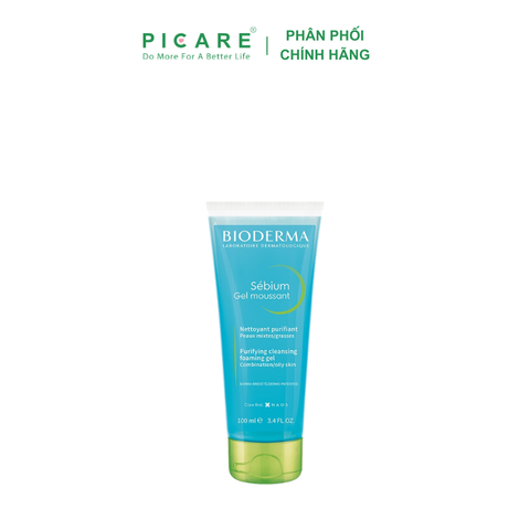 Gel Rửa Mặt Tạo Bọt Ngăn Ngừa Mụn Dành Cho Da Hỗn Hợp, Da Dầu Đến Da Mụn Bioderma Sebium Gel Moussant 100ml