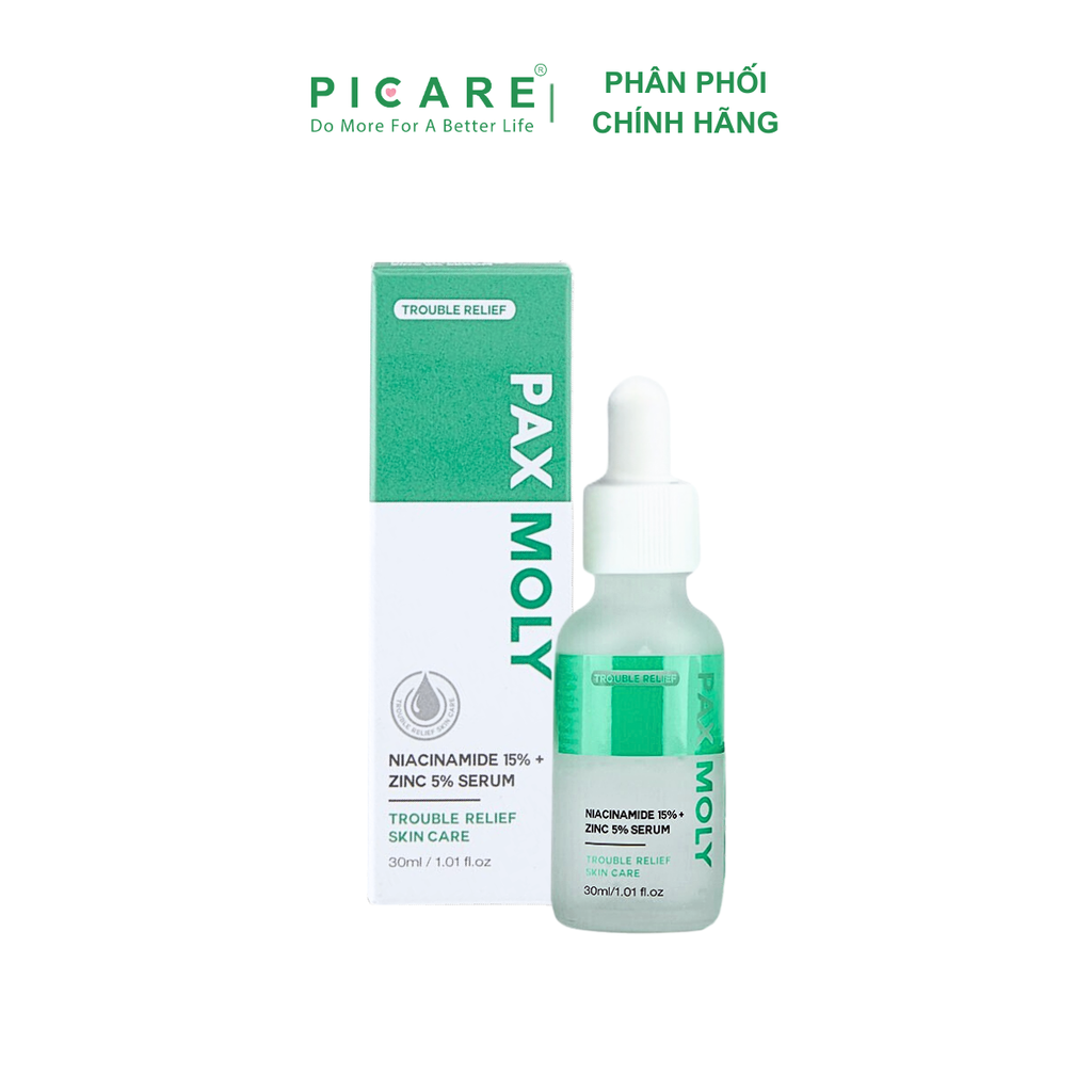 Tinh chất dành cho da dầu mụn PAX MOLY Niacinamide 15% + Zinc 5% Serum 30ml