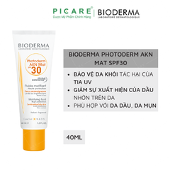 Kem Chống Nắng Dành Cho Da Hỗn Hợp, Da Dầu Đến Da Mụn Photoderm Akn Mat SPF30 40ml