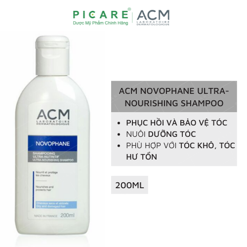 Dầu Gội Làm Sạch Da Đầu, Cung Cấp Dưỡng Chất, Giúp Ngăn Ngừa Rụng Tóc ACM Novophane Ultra-Nourishing Shampoo 200ml