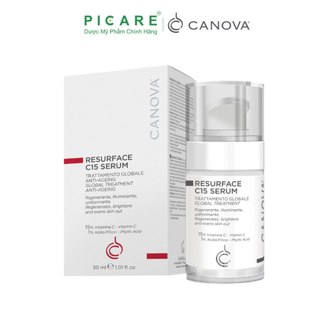 Serum C15 giúp sáng da, ngăn ngừa lão hóa Canova Resurface C15 Serum – Golbal Treatment Anti-Ageing 30ml