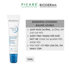 Gel Dưỡng Môi Làm Dịu Môi Bị Khô, Nứt Nẻ Và Tổn Thương Dị Ứng Bioderma Atoderm levres