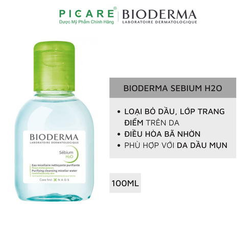 Nước tẩy trang cho da hỗn hợp, da nhờn Bioderma Sebium H2O 100ml