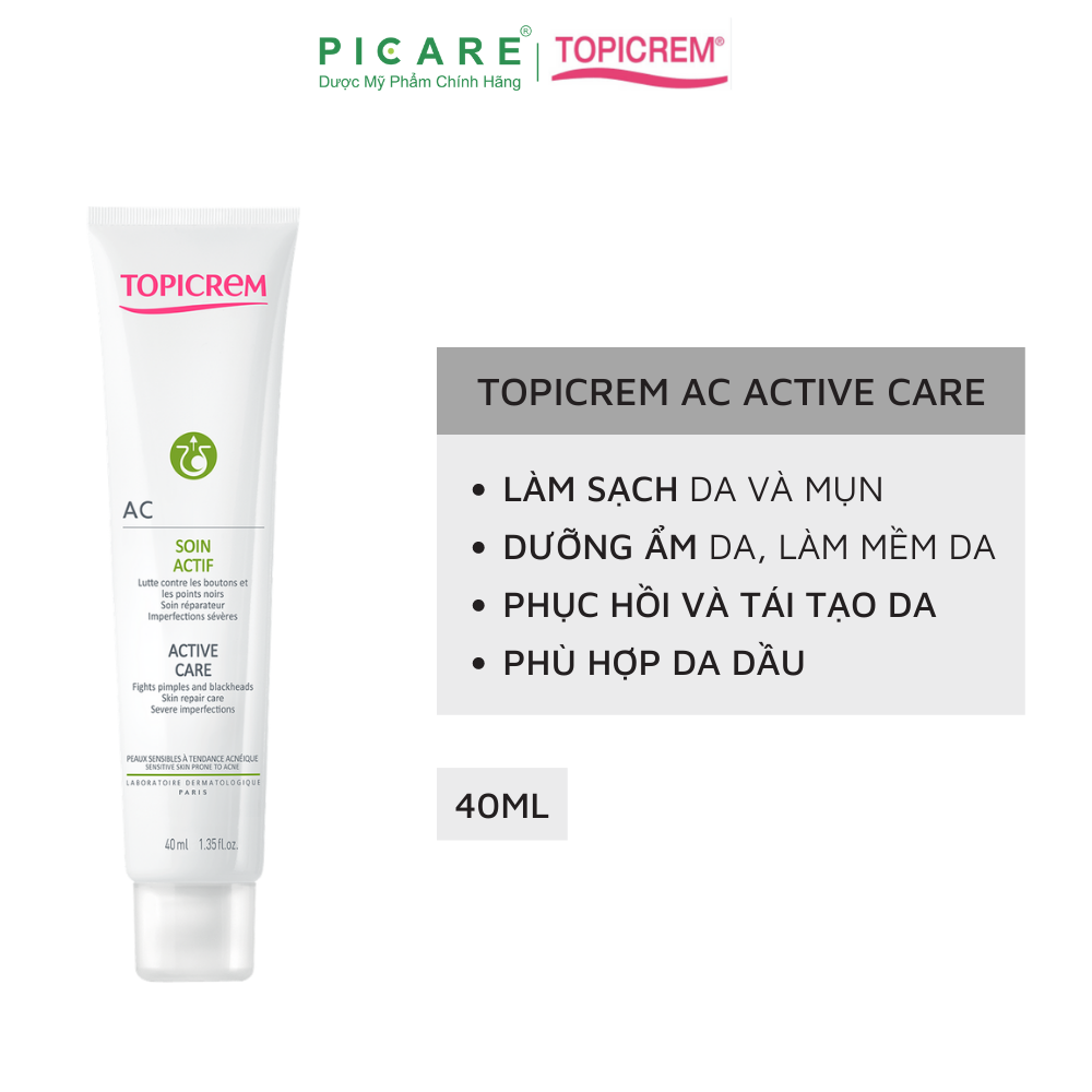 Kem Giảm Mụn, Mờ Thâm Cho Da Dầu Và Da Hỗn Hợp Topicrem AC Active Care 40ml