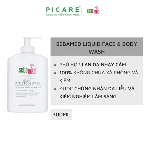 Sữa Rửa Mặt Và Tắm Toàn Thân Cho Da Nhạy Cảm Sebamed Liquid Face & Body Wash 300ml