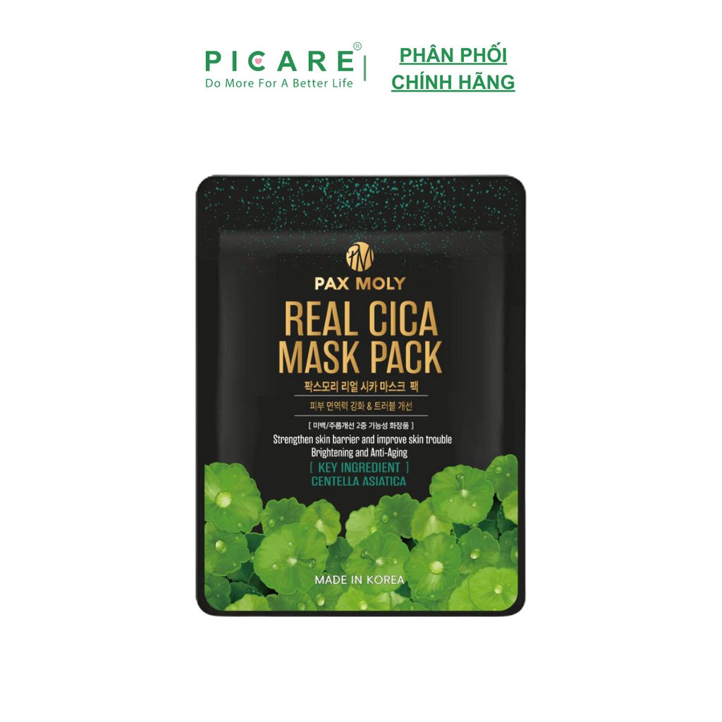 Mặt nạ trà xanh dành cho da thâm mụn PAX MOLY Real CICA Mask Pack (25ml)