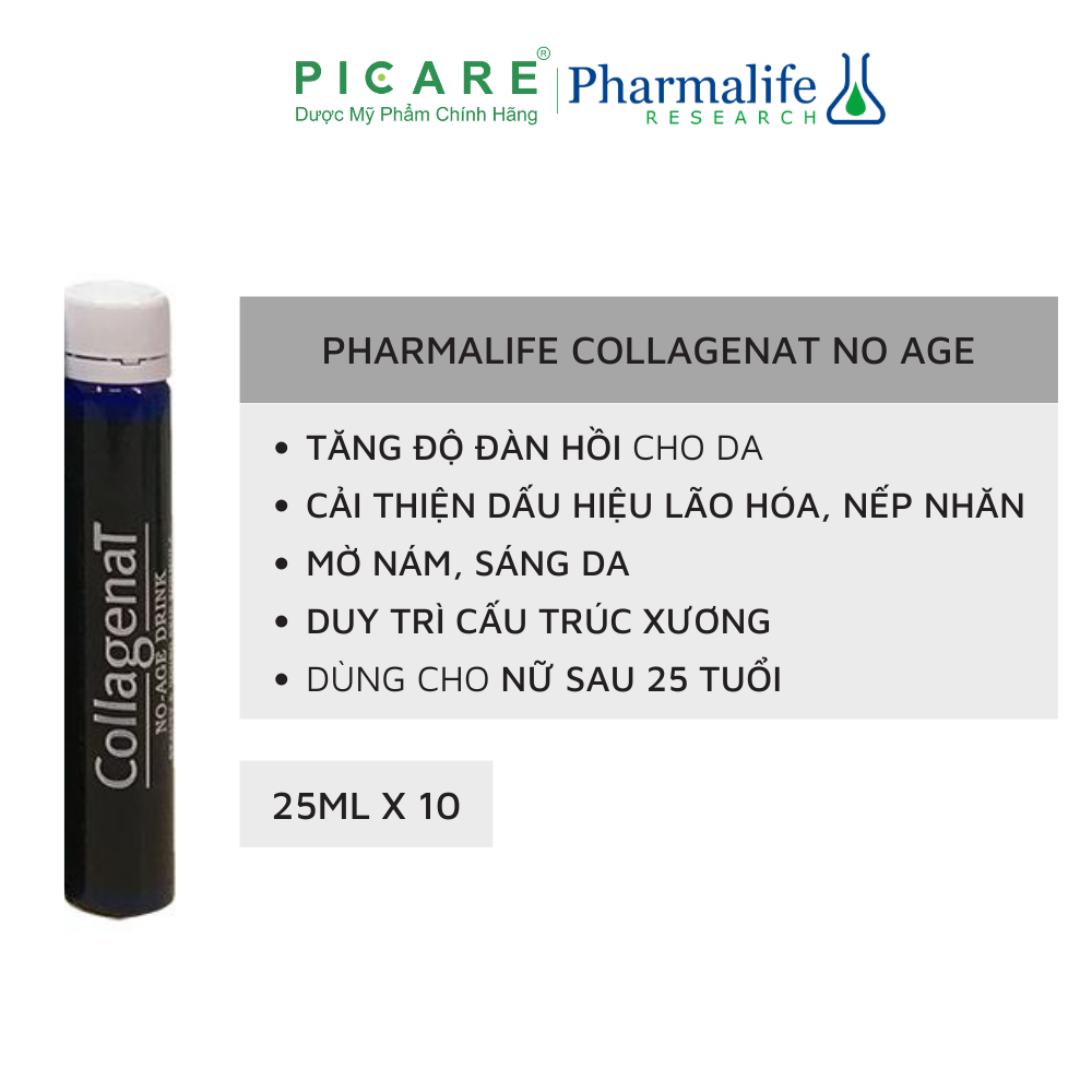 Thực Phẩm Bổ Sung Chống Lão Hóa, Làm Sáng Da Châu Âu Pharmalife Collagen No Age 25ml