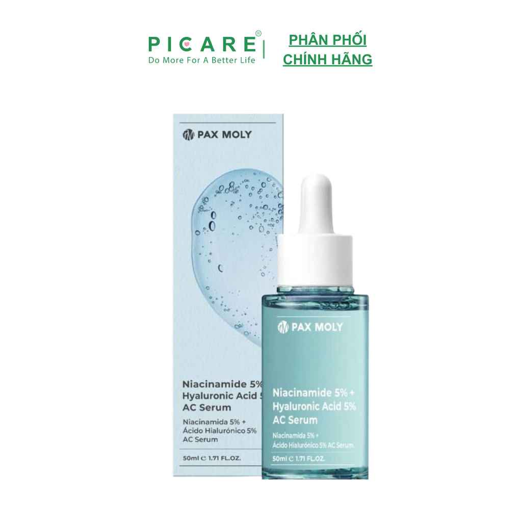 Tinh chất dưỡng ẩm và làm đều màu da Pax Moly Niacinamide 5% + Hyaluronic Acid 5% AC Serum 50ml