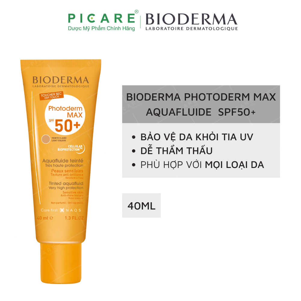 Kem Chống Nắng Khô Thoáng Giảm Bóng Nhờn Bioderma Photoderm Max Aquafluide Spf 50+ 40ml (Không màu)