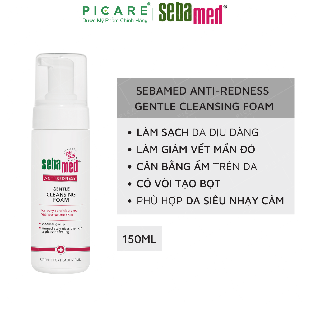 Sữa Rửa Mặt Sebamed Anti-Redness Gentle Cleansing Foam Cho Da Siêu Nhạy Cảm Và Da Dễ mẫn Đỏ 150ml