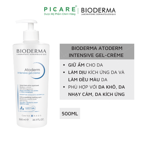 Kem Làm Dịu, Phục Hồi Cho Da Khô Nhạy Cảm, Chàm Dị Ứng Bioderma Atoderm Intensive gel-creme 500ml