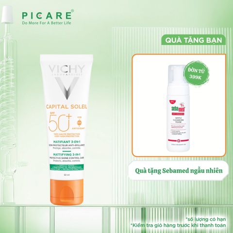 Kem Chống Nắng Kiềm Dầu Vichy Capital Soleil Mattifying 3in1 SPF50+ 50ml