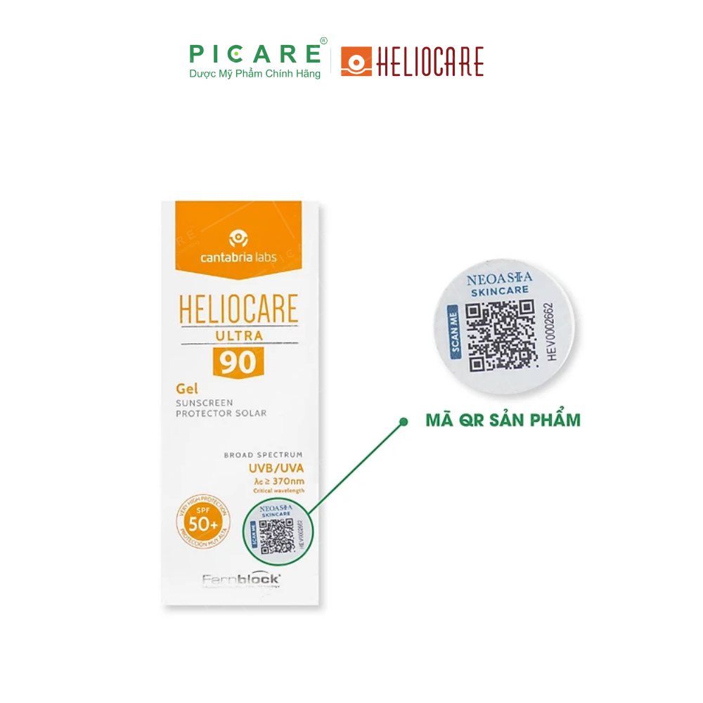 Kem Chống Nắng Dạng Gel Cho Da Thường, Da Nhờ, Da Mụn Và Da Hổn Hợp Heliocare Gel 90 SPF50+ 50ml