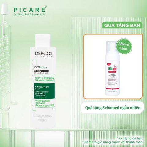 Dầu gội làm sạch tóc và da đầu dành cho da đầu gàu ngứa Vichy Dercos PSOlution Kerato-Reducing Treating Shampoo 200ml