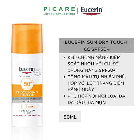 Kem Chống Nắng Che Khuyết Điểm Eucerin Sun Dry Touch CC Oil COntrol SPF50+ 50ml (Có Màu) – 87937