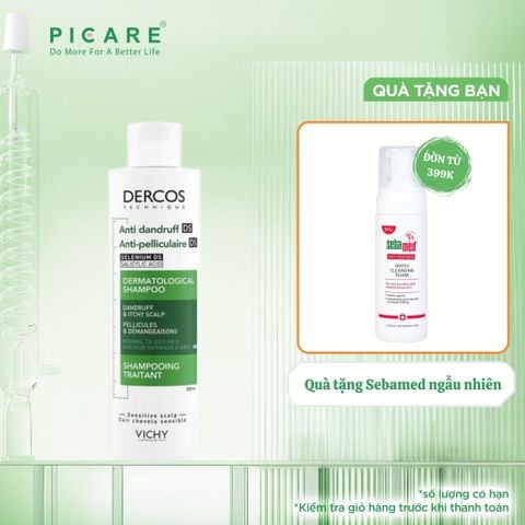 Dầu gội giảm gàu cho da đầu dầu ngứa Vichy Dercos Anti Dandruff DS Dermatological Shampoo 200ml