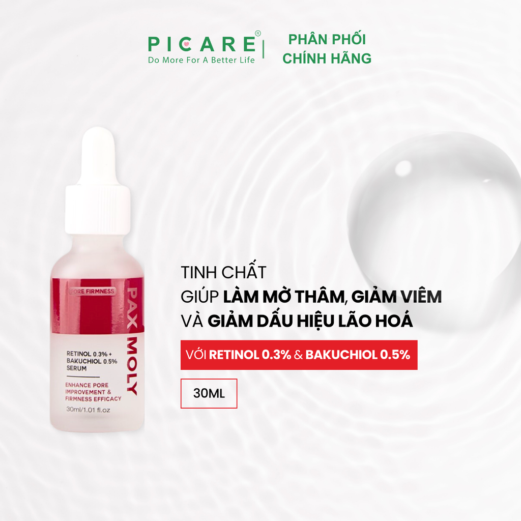 Tinh chất căng bóng chống lão hoá da PAX MOLY Retinol 0.3% + Bakuchiol 0.5% Serum 30ml