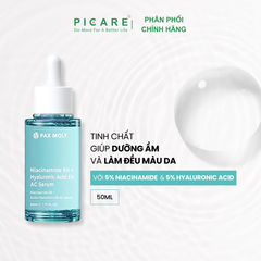 Tinh chất dưỡng ẩm và làm đều màu da Pax Moly Niacinamide 5% + Hyaluronic Acid 5% AC Serum 50ml