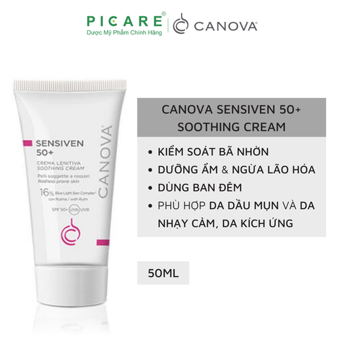 Kem làm dịu da, dưỡng ẩm ban ngày dành cho da nhạy cảm Canova Sensiven 50+ Soothing Cream 50ml