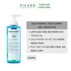 Gel Rửa Mặt Dành Cho Da Mụn Nhạy Cảm Isis Pharma Teenderm Sensitive Gel 250ml