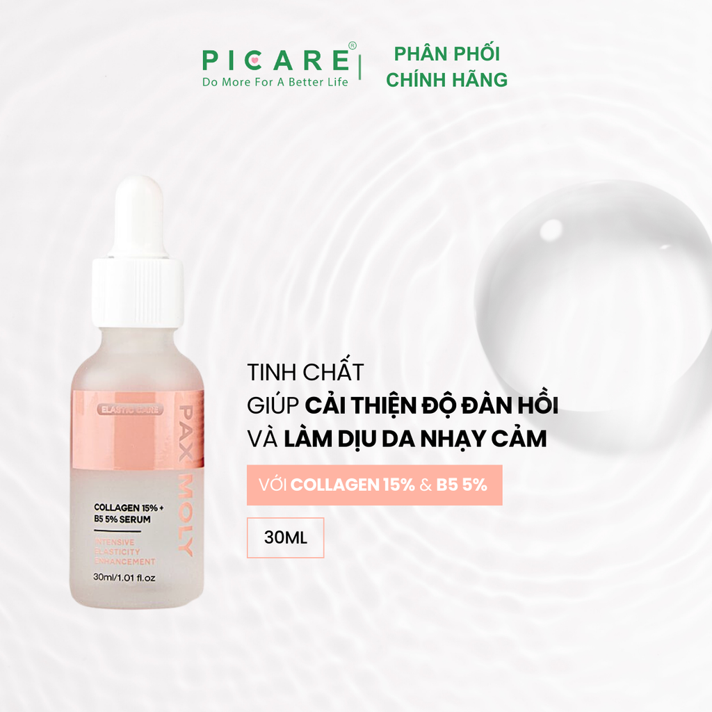 Tinh chất cấp ẩm và dưỡng da căng bóng mịn màng PAX MOLY Collagen 15% + B5 5% Serum 30ml