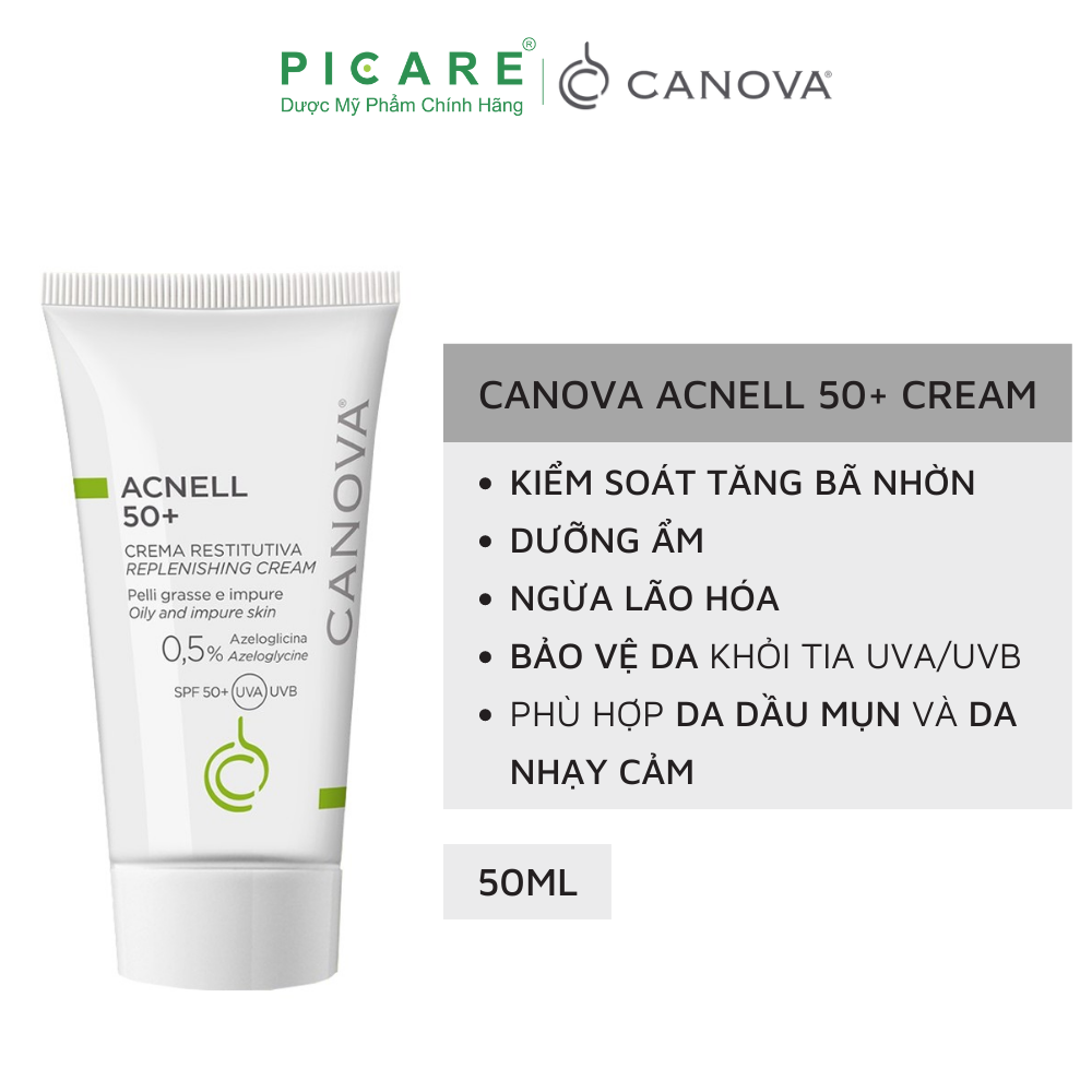 Kem Ngừa Mụn Ban Ngày Dành Cho Da Mụn Kích Ứng Canova Acnell 50+ - Replenishing Cream 50ml